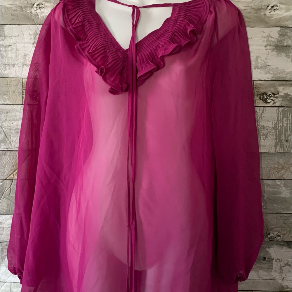 Kris Jenner Kollection Fuchsia sheer blouse.
